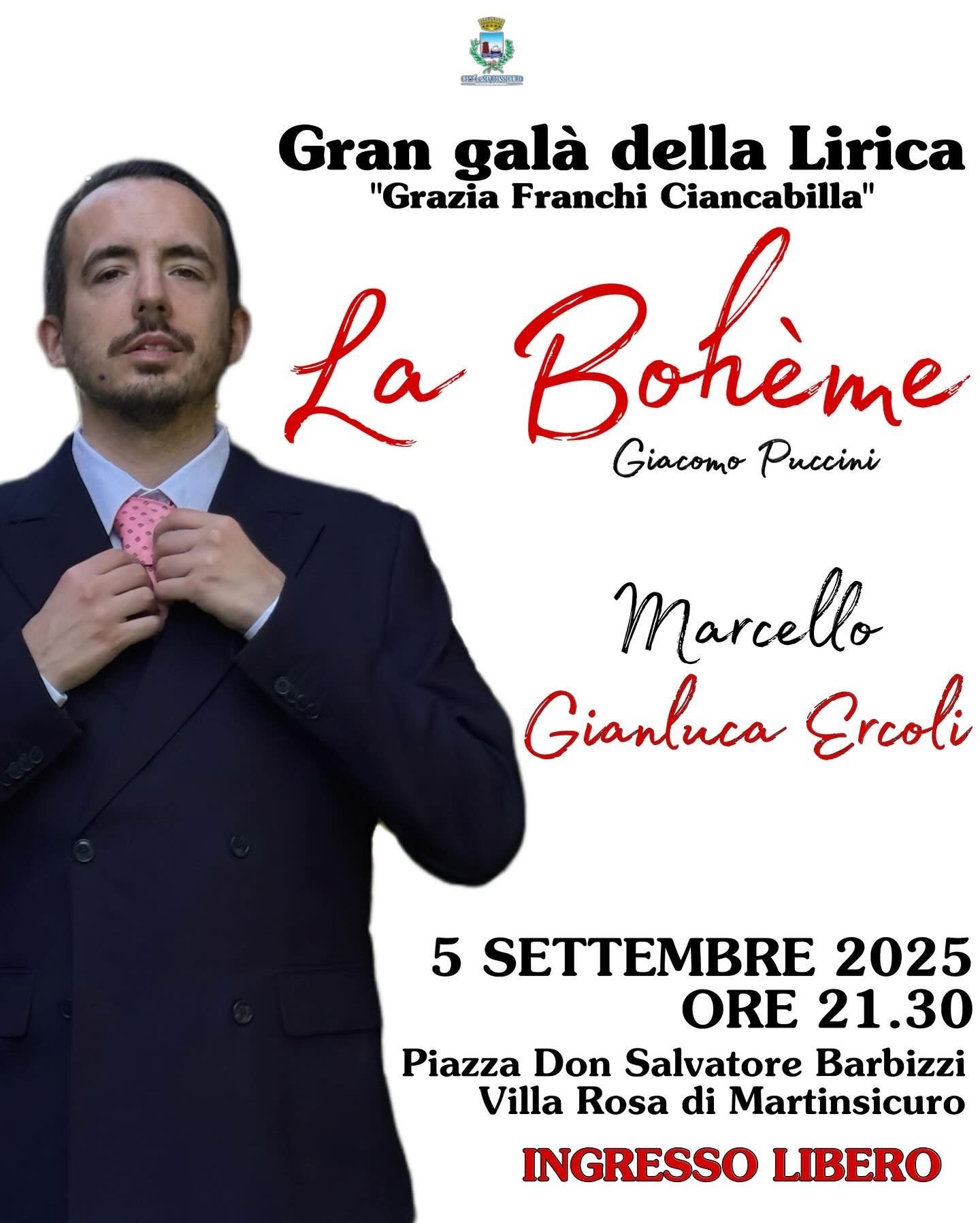 Gianluca Ercoli nella Bohème al Gran Galà della Lirica di Villa Rosa, 2025