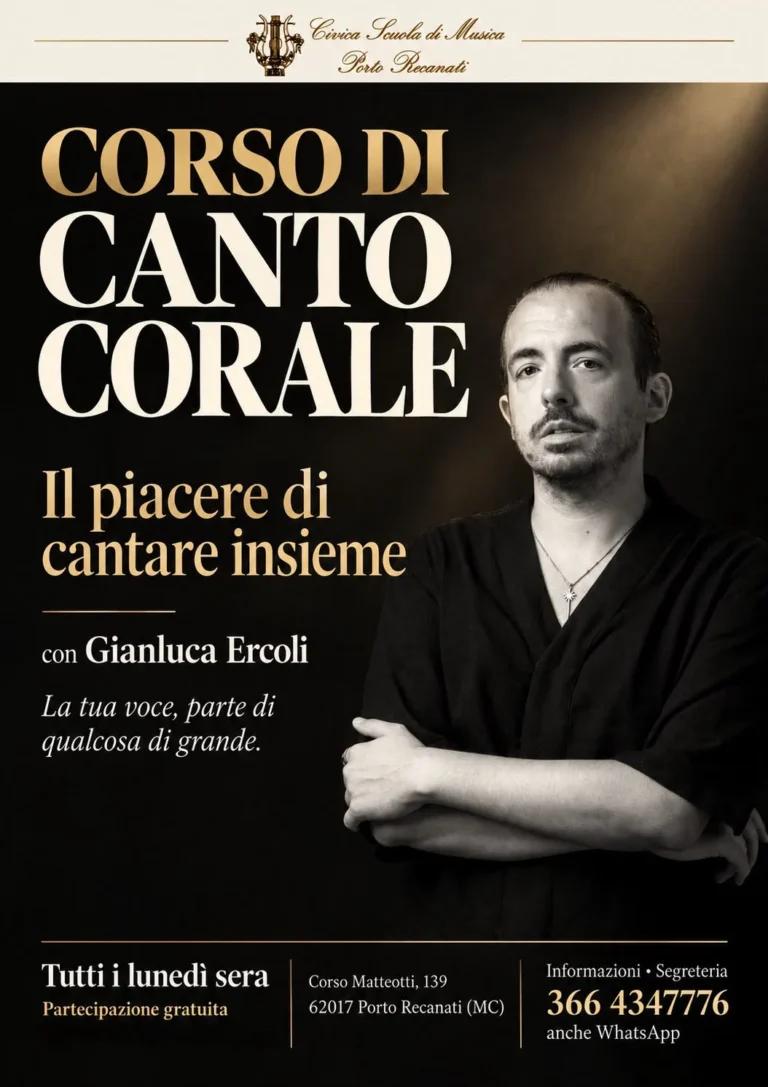 Corso di canto corale a Porto Recanati con Gianluca Ercoli: tutti i lunedì sera, gratuito